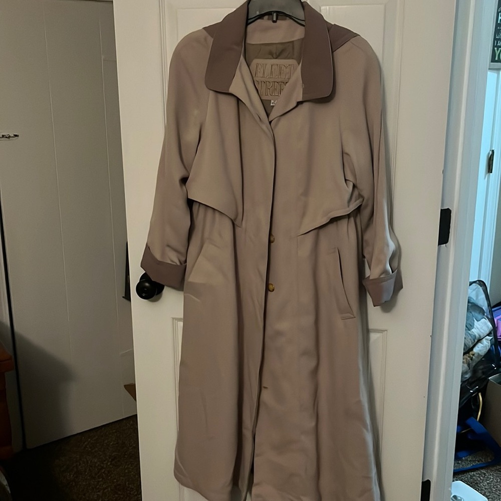 Ladies long, hooded button down coat
